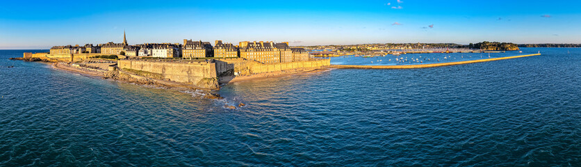 Aerial view of the Old Town of Saint Malo in Brittany France 