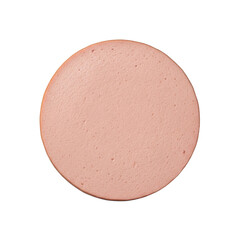 Pale pinkish-brown liverwurst slice, smooth, creamy, subtle sheen, isolated on seamless transparent studio background, soft diffused lighting, product display concept