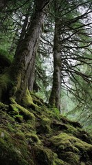 Obraz premium Majestic trees in a lush green forest setting