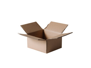 Open cardboard box isolated on black background empty package, Isolated On White Background, Png Transparent
