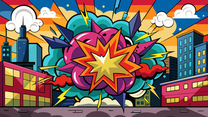 street art vector wityh Colorful background in comic style explosion mural on urban wall