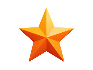 Obraz premium Orange five pointed star award achievement icon, Isolated On White Background, Png Transparent