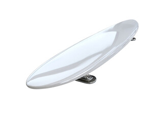 Sleek white surfboard on stand isolated on black background, Isolated On White Background, Png Transparent