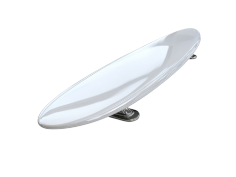 Sleek white surfboard on stand isolated on black background, Isolated On White Background, Png Transparent