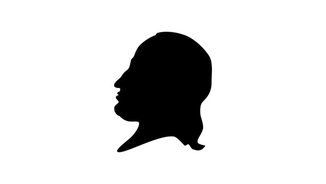 Pierre de Fermat portrait, black isolated silhouette