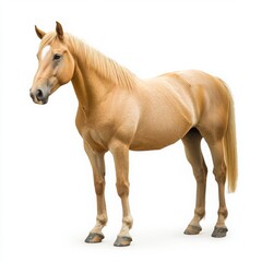 Obraz premium Light Brown Horse Studio Portrait Against White Background