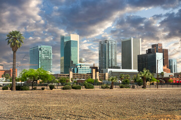 Phoenix Arizona USA downtown city skyline with modern buildings