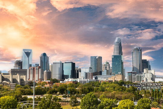 Charlotte North Carolina USA downtown city skyline view