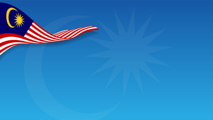 Malaysia day banner background with stylized wavy flag blue background