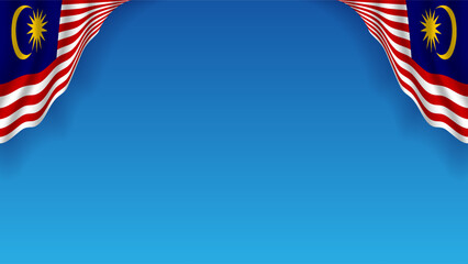 Malaysia day banner background with curtain flag