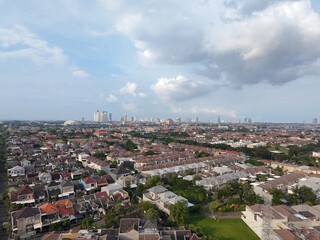 Drone Shot of Surabaya Indonesia Urban Landscape and Houses