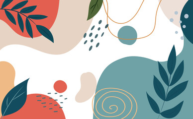 Illustration with abstract botanical background design and natural color palette