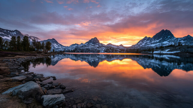 Mountain view above clouds flowers and blooming bushes at sunset sunbeams. Calm close-up beautiful landscape, screensaver background, Beautiful panorama. Summer vacation, holiday, amazing nature. - Powered by Adobe