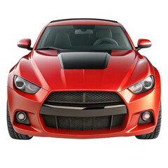 Naklejka premium 3d rendered red sports car front view isolated on transparent background