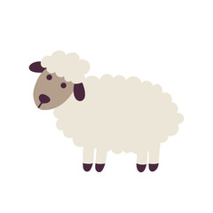 Colorful cute sheep illustration, isolated on a white background. Simple flat doodle design, hand drawn. Farm animal sheep icon