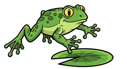 playful green frog leaping transparent background vector illustration