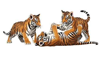 playful tiger cubs transparent background vector illustration for designs