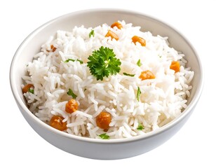 Delicious bowl of white rice with chickpeas and parsley for healthy eating