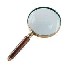 Elegant vintage magnifying glass with rich wooden handle and brass accents, perfect for detailed examination and study