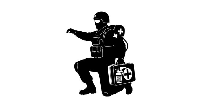 combat medic silhouette transparent background for urgent medical designs