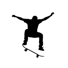 Obraz premium dynamic skateboarder silhouette transparent background vector illustration