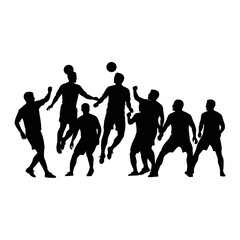Obraz premium dynamic soccer team silhouettes transparent background vector illustration