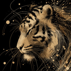 tiger on black background
