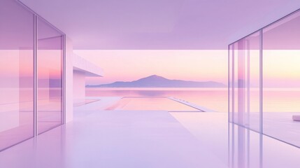 Obraz premium Modern Villa with Ocean Sunset View