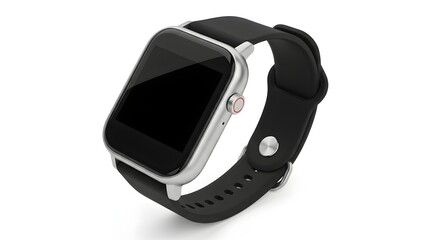 Fototapeta premium Sleek smart watch with black band for modern lifestyle tracking time, health, and communication in a stylish way