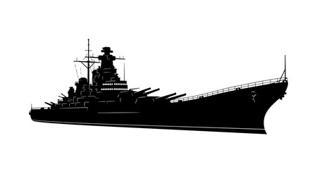 majestic battleship silhouette transparent background vector illustration