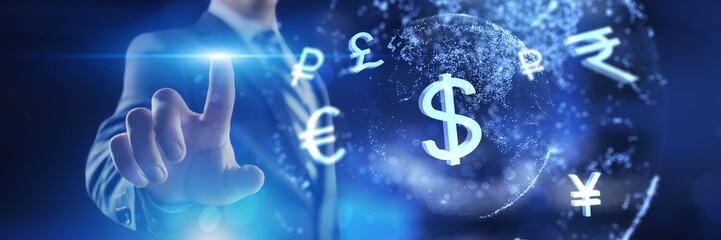 Digital Dollar and Global Currency Exchange Business and finance concept.