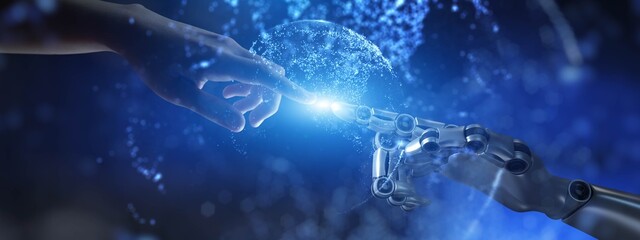 Human and AI Collaboration in Advanced Technology Concept.