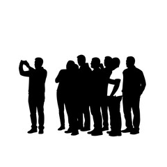 photographer captures group photo transparent background silhouette vector