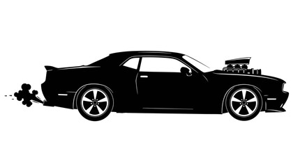 Obraz premium powerful muscle car silhouette transparent background vector illustration
