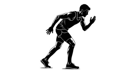powerful runner silhouette transparent background vector illustration