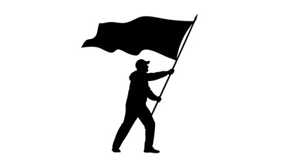 silhouette of person raising flag on transparent background victory illustration
