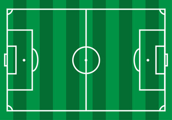 Campo de fútbol verde con franjas