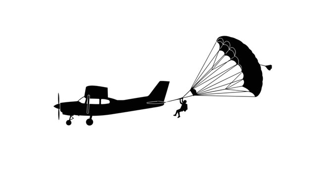 skydiving adventure transparent background vector illustration of plane and parachutist