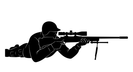 Obraz premium sniper silhouette transparent background vector illustration for military designs