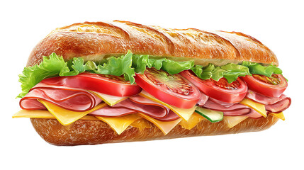 Delicious Italian-style submarine sandwich filled with assorted meats, fresh arugula, and pickles on a rustic bread roll, presented on a dark slate board.