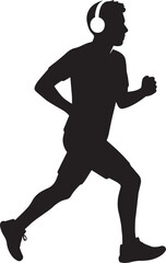 A jogger running with headphones ,Runner wearing a headphone