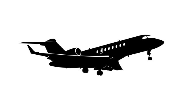 transparent background private jet silhouette luxury travel icon