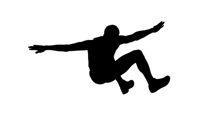 transparent background silhouette of athlete in triple jump position