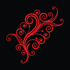 Striking Red Decorative Swirl Design.