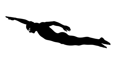 transparent background silhouette of swimmer in freestyle stroke