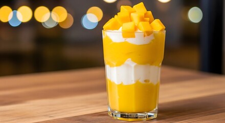 Golden mango layers with rich cream, creating a picture-perfect smoothie.