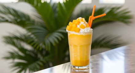 A blend of exotic mango and smooth cream, served as a luxurious tropical frappe.