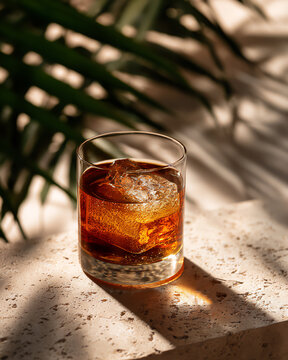 Classic Whiskey with ice iin an Elegant Glass