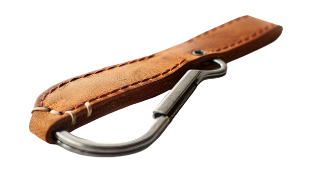 Handcrafted Leather Keychain for Everyday Use on white background