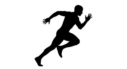 transparent silhouette of sprinter speed action and winning design